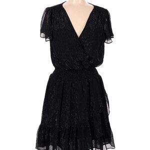 MICHAEL MICHAEL KORS Women's Ruffled Wrap Dress, Black Shimmer, M